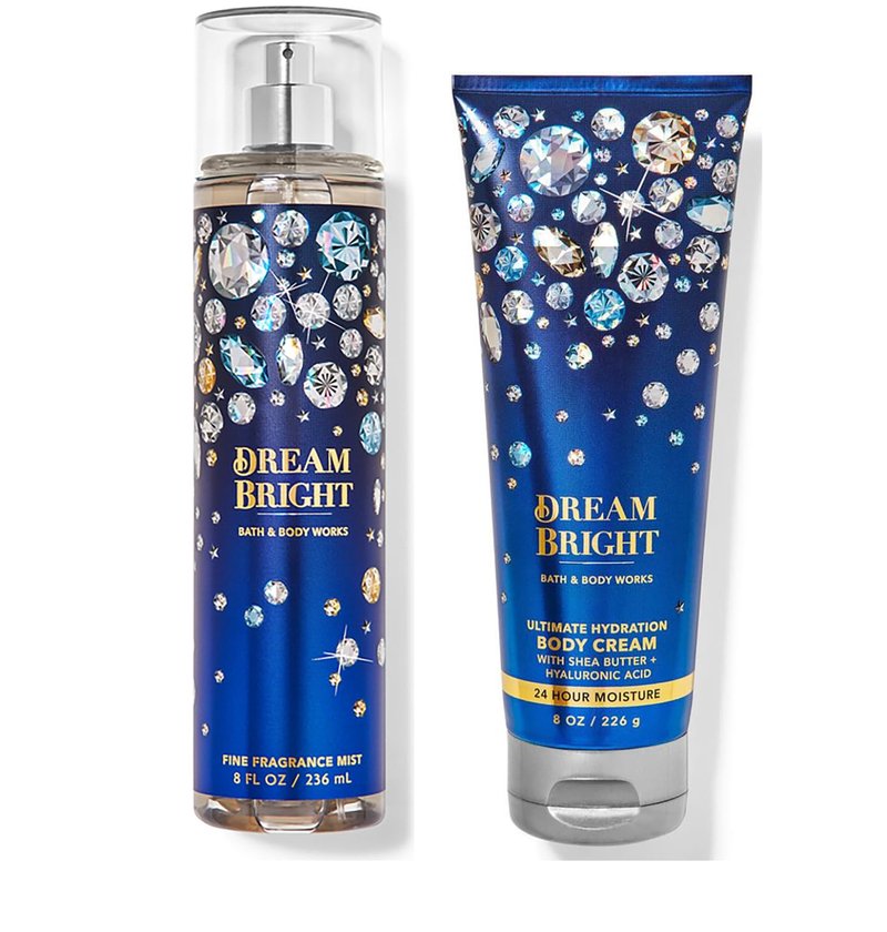Bath and Body Works Ultimate Hydration Body Cream And Bpdy Spray Mist Fragrance Gift Sets (Dream Bright)