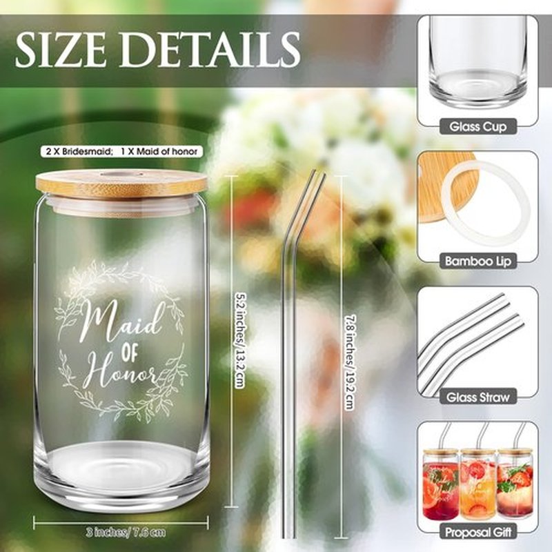 Skybooly 18 Pcs Bridesmaid Proposal Gifts Maid of Honor Gifts Including Brides Maid Glass Cup Makeup Bag Diamond Pen Bracelet Invited Cards for Wedding Party Favors(Red)
