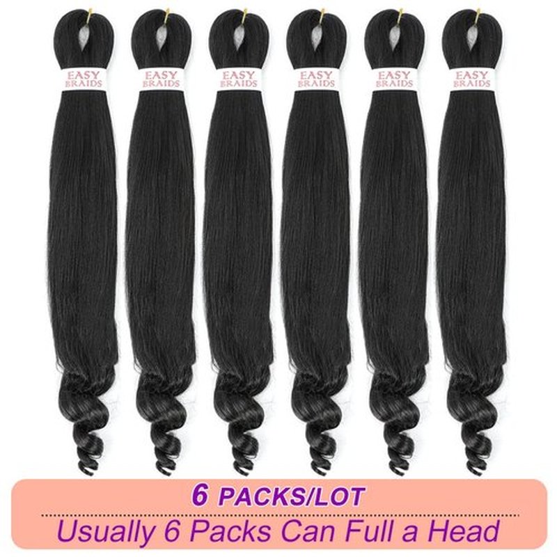 Braiding Hair Pre Stretched French Curly Braiding Hair Crochet Braids Natural Easy Braid Crochet Hair Hot Water Setting Professional Soft Yaki Straight Hair For Braiding (12inch(pack of 6), 1B)