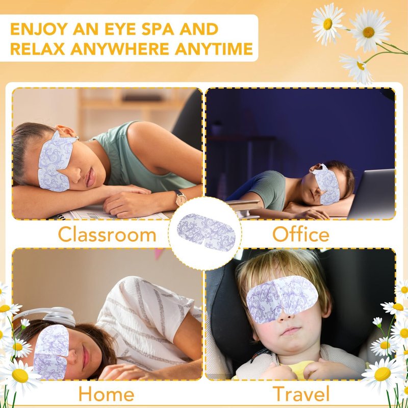 XPCARE 24 Pack Steam Eye Masks for Dry Eyes, Self Heated Steam Warm Eye Mask, Disposable Heated Eye Mask for Dark Circles, Puffy Eyes, Relief Stress Eye Fatigue(Chamomile)
