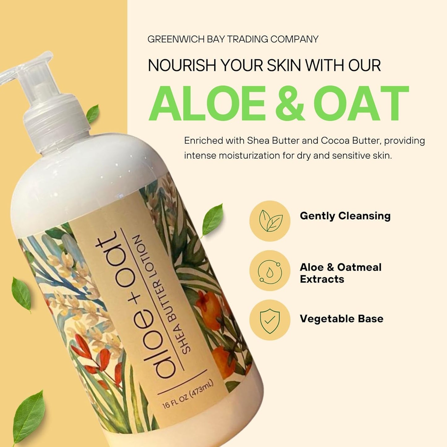 Aloe + Oat Hand Lotion - Enriched with Shea Butter & Cocoa Butter | Moisturizing Formula