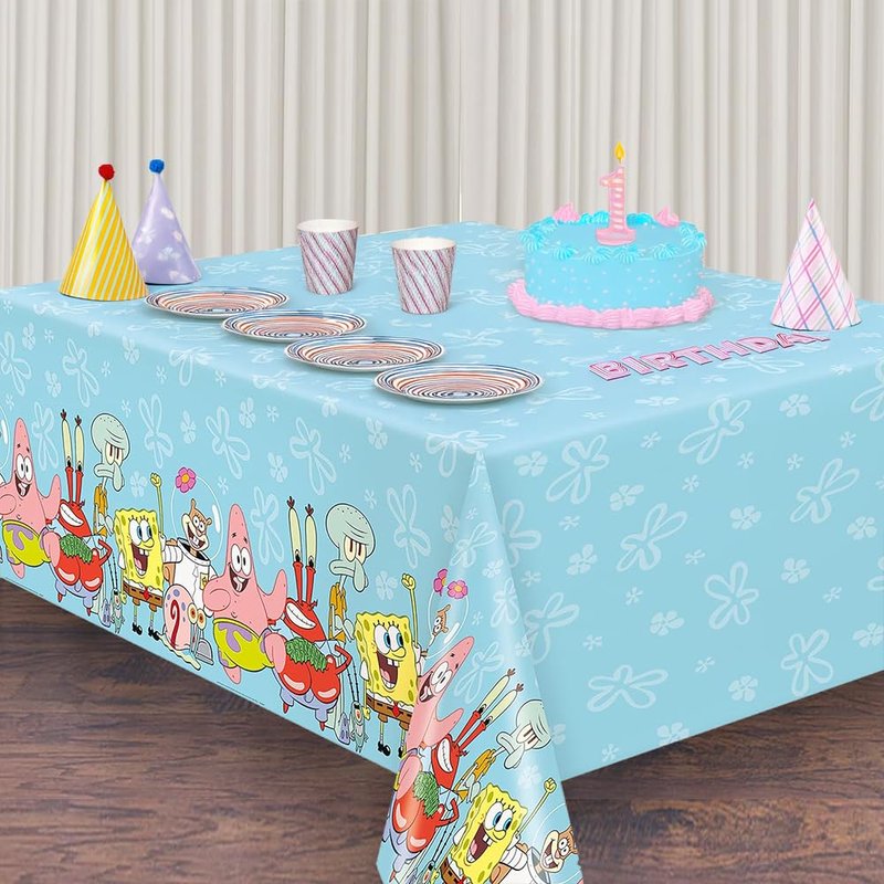 Spongebob Squarepants Plastic Table Cover - 54" x 84" (1 Pc) - Rectangular Tablecloth - Perfect for Kids Birthdays & Parties