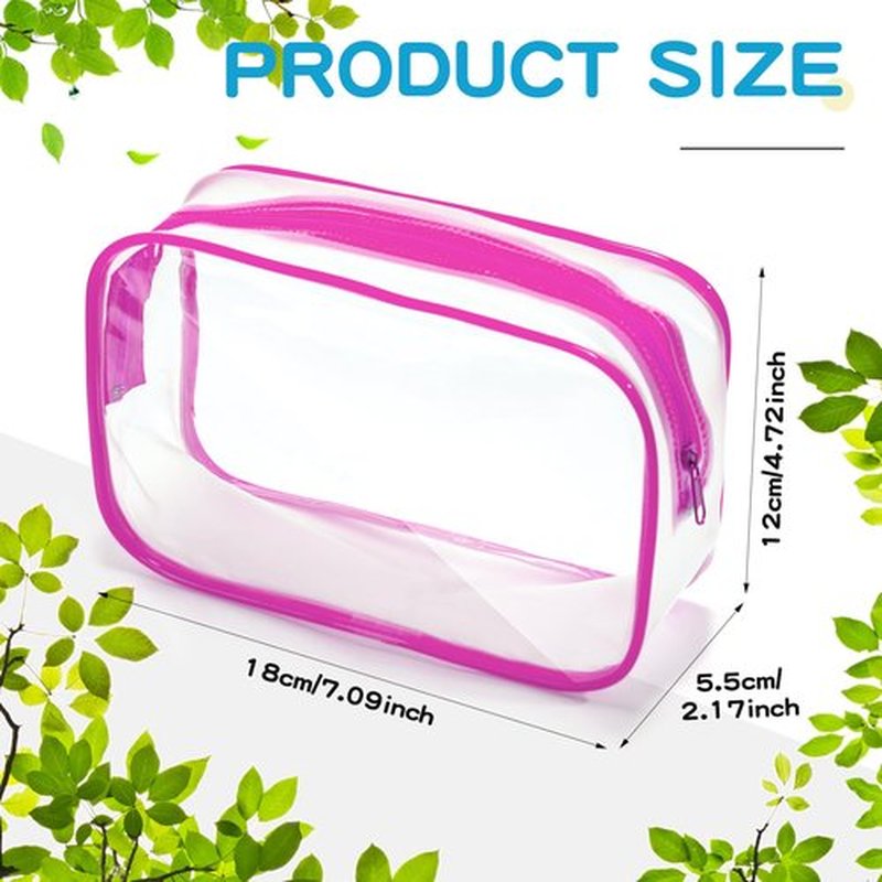 Weewooday 12 Pieces Clear Cosmetics Bag PVC Zippered Clear Toiletry Carry Pouch Cosmetic Makeup Bag Waterproof Makeup Bag Vinyl Plastic Organizer Case for Vacation Bathroom(Dark Color,Medium)