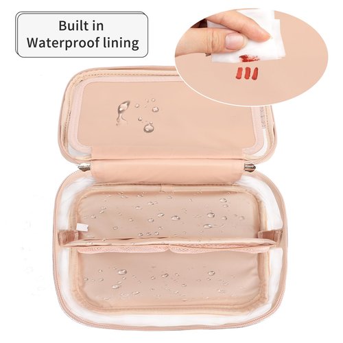 OCHEAL Clear Makeup Bags,Portable Cosmetic Bag Travel Makeup Organizer case Make Up Bag for Women and Girls Cosmetics Toiletries Brushes Slots and Divider-Clear Rose Gold