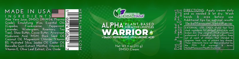 Herbal Mana Alpha Warrior | Cooling, Fast-Absorbing DMSO Body Cream