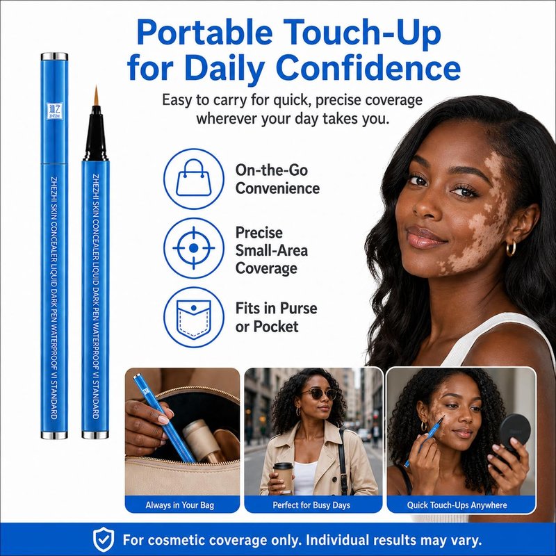 ZHEZHI Vitiligo Concealer Pen 3.5g Waterproof 3-7 Days Face Body Hands Feet Light Medium Brown Deep Skin Tone Portable Quick Application Travel Gym Work (brown to deep skin tone, Face and Body)