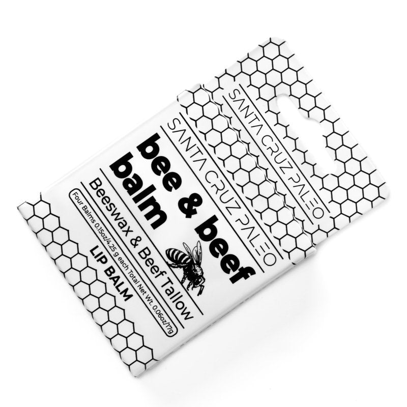 Santa Cruz Paleo Grass Fed Beef Tallow & Beeswax Lip Balm, 1 Pack, Beef Tallow for Skin Care Moisturizer, Hypoallergenic for Sensitive Skin, Long Lasting & Vitamin Rich, Unflavored