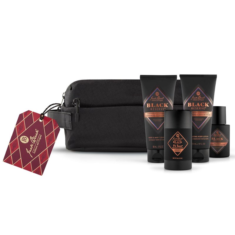 Jack Black Holiday - Black Tie Best Gift Set for Men – Multi-Purpose Mens Body Wash, Pit Boss Men's Deodorant, Body Lotion, and Body Spray Grooming Kit