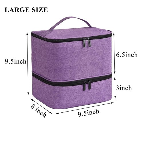 RZMAYIS Nail Polish Carrying Case Bag-Holds 30 Bottles, Double-Layer Nail Polish Storage and Nail Dryer Case(Purple)