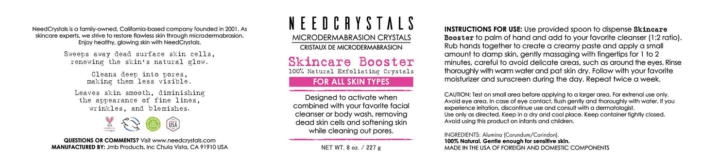 NeedCrystals Microdermabrasion Crystals 8 oz. / 227g. DIY Face Scrub. Natural Facial Exfoliator for Dull or Dry Skin Improves Acne Scars, Blackheads, Pore Size, Wrinkles, Blemishes & Skin Texture