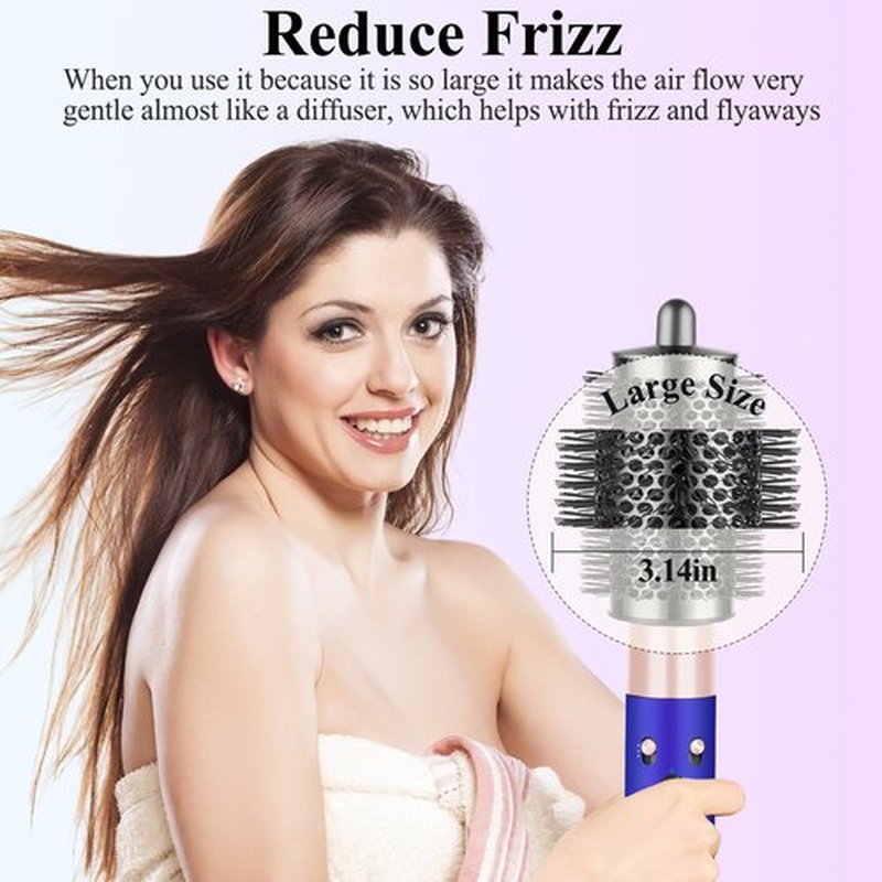 YTCHYYSK Large Round Volumizing Brush (Metal Gray) Compatible with Dyson Airwrap, Fluff up and Volumize for Styling, Hair Brush Attachment for Salon-Quality Results, 1 Count, Curly Hair, Unisex