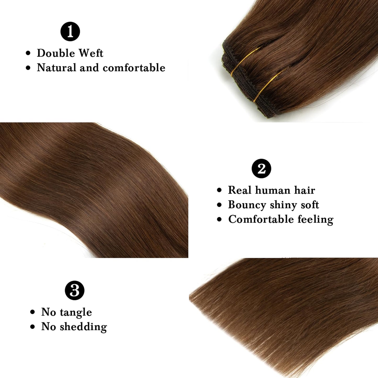 Clip in Hair Extensions Real Human Hair Clip ins Human Hair Extensions for Women Invisible Natural Straight Seamless Clip on Hair Extensions 8pcs Double Weft 90g (#4 Medium Brown, 24 Inch)