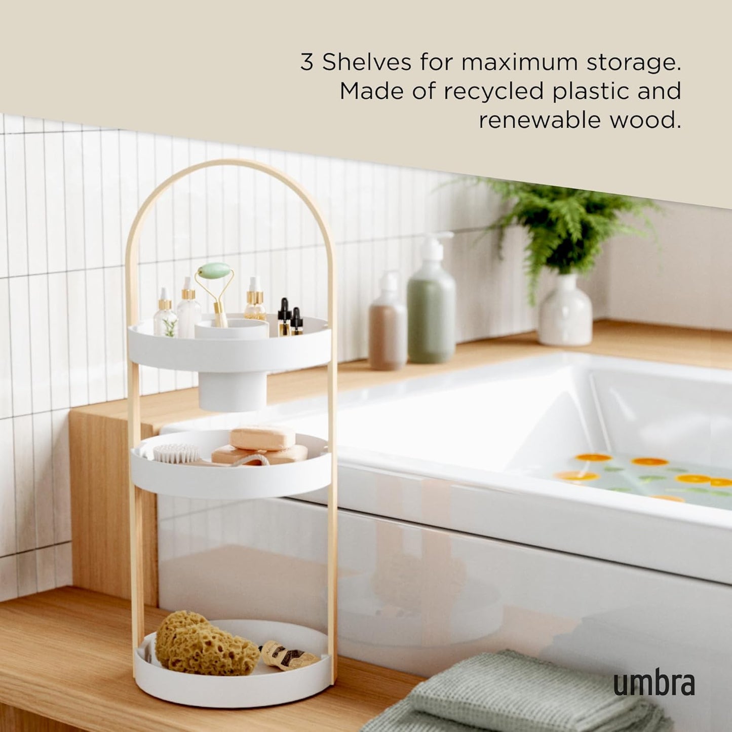 Umbra Bellwood Cosmetic Organizer, (50.2x19.5x19.3cm), White/Natural