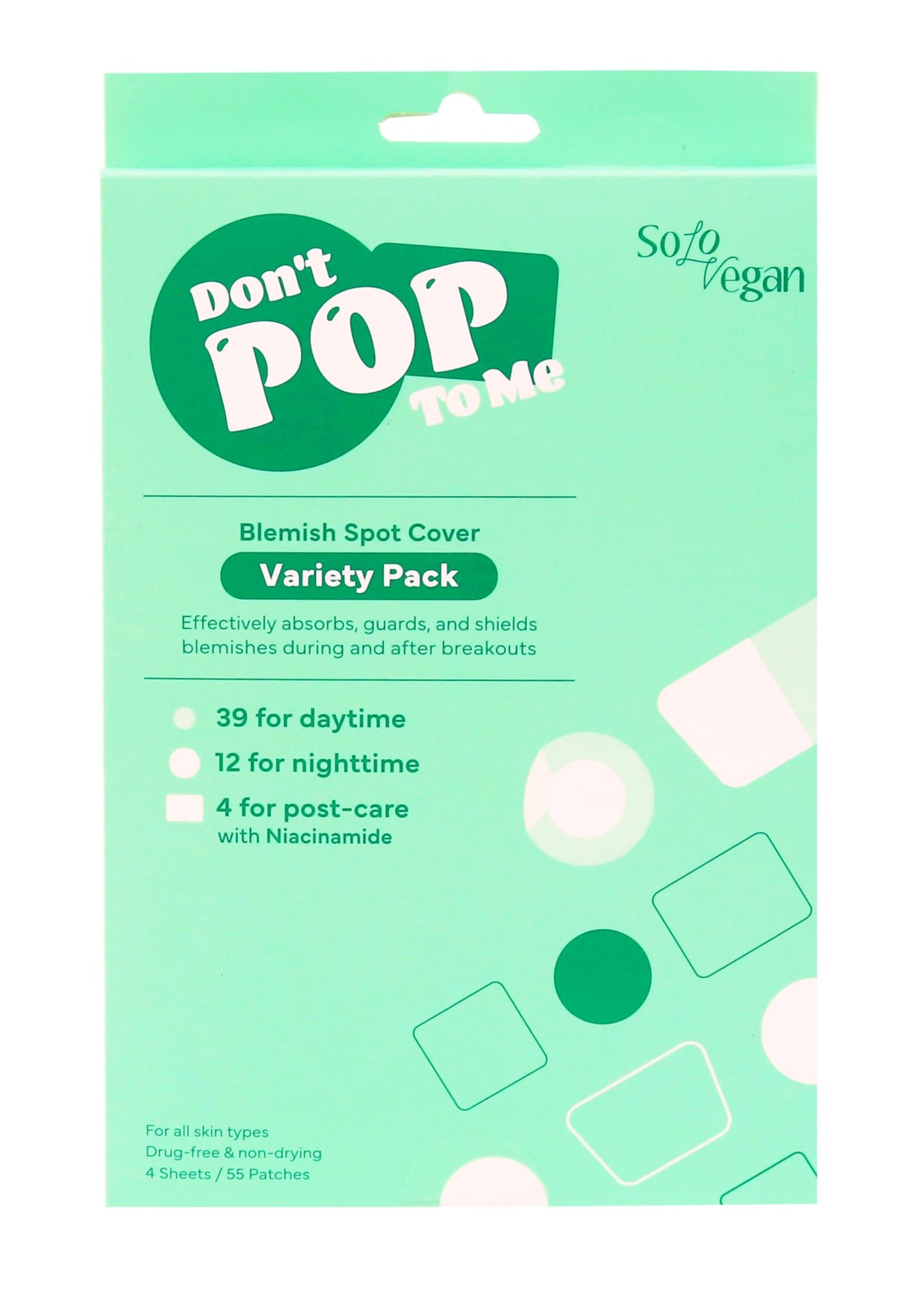 SoloVegan Mild Exfoliating Toner Pads, Serum, Blemish Patch, Cleansing Gel - Korean Skincare (1, 3PK Blemish Patch)