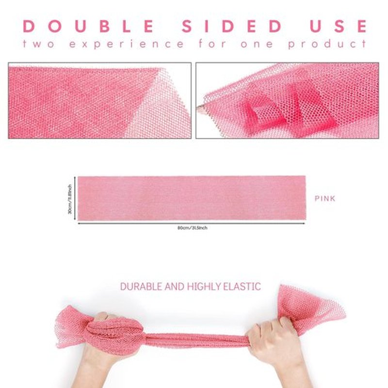 African Net Sponge African Net Long Net Bath Sponge Exfoliating Shower Body Scrubber Back Scrubber Skin Smoother,Great for Daily Use (Pink)