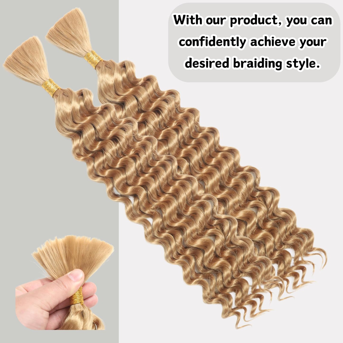 Deep Wave Bulk Hair For Braiding Hair 24inch 160g No Weft Wet And Wavy Quality Synthetic Hair Braiding Extensions For Boho Braids(2 Bundles/Pack 27#)