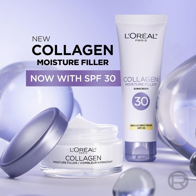 L'Oreal Paris Collagen Moisture Filler Face Cream - Anti-Aging Daily Moisturizer with SPF 30 | Includes Serum Sample