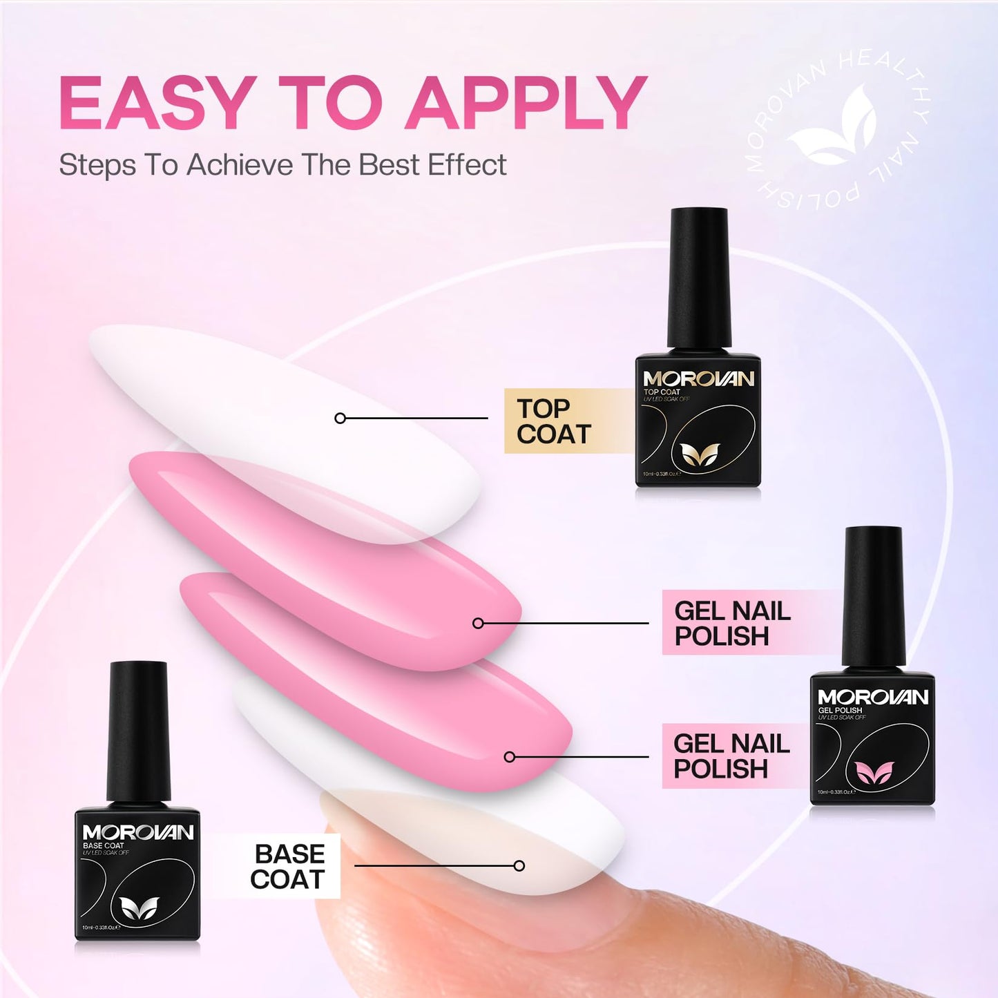 Morovan Gel Nail Polish Kit: 36 Colors Gel Nail Polish Set with with U V Light Soak Off Gel Nail Kit with Pure & Glitter Gel Polish for Beginner Nail Art DIY Manicure