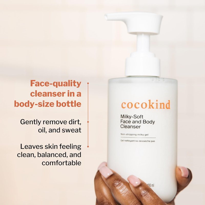 Cocokind Milky-Soft Face and Body Cleanser, Hydrating Facial & Body Wash for Sensitive Skin, Gentle Cleanser with Ceramides, Fragrance-Free & Clinically Tested, 13.5 oz