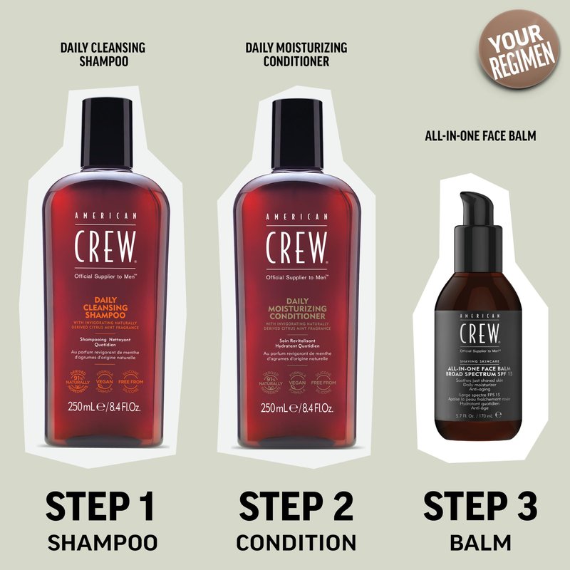 American Crew Shampoo for Men, Daily Cleanser, Naturally Derived, Vegan Formula, Citrus Mint Fragrance, 33.8 Fl Oz