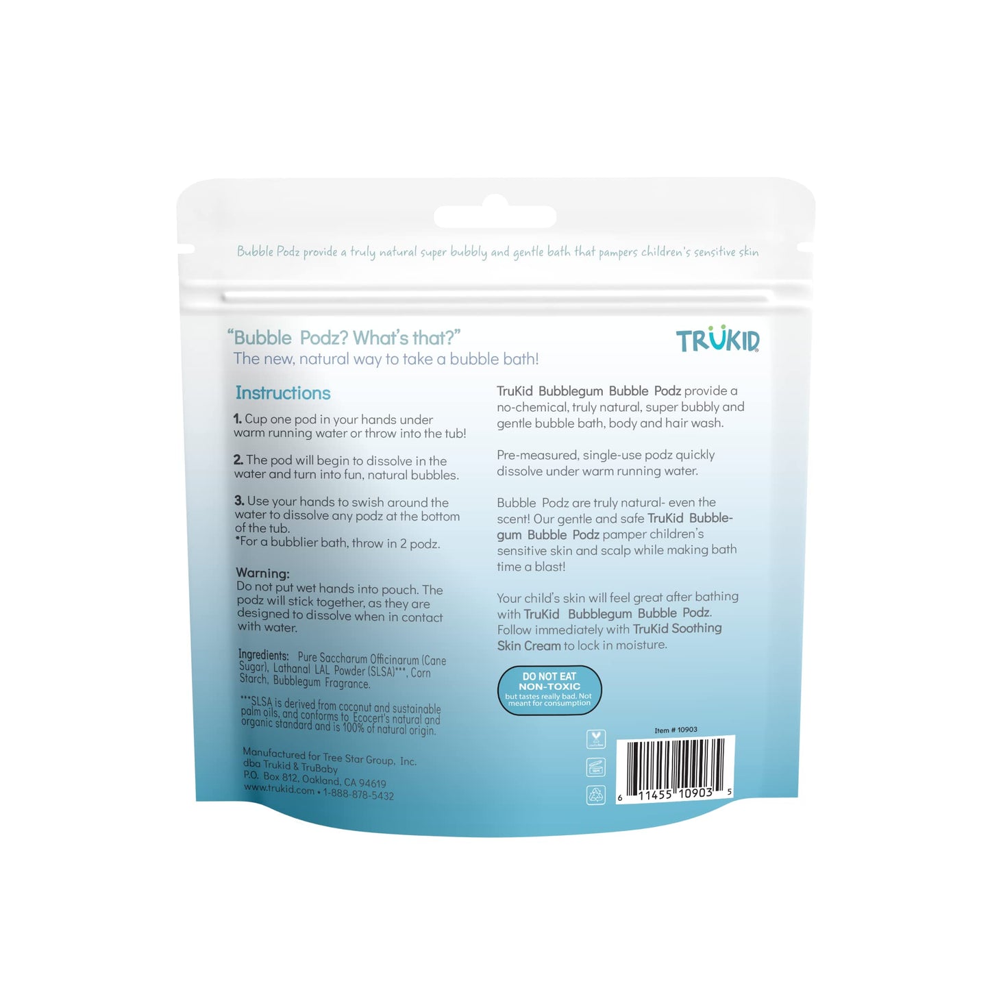 TruKid Bubble Podz Bubble Bath for Kids, Toddlers, & Babies, Tear Free Gentle & Refreshing Bath Bomb for Sensitive Skin with Natural Moisturizers, Non-Toxic, pH Balanced, Cherry Scent (24 Podz)