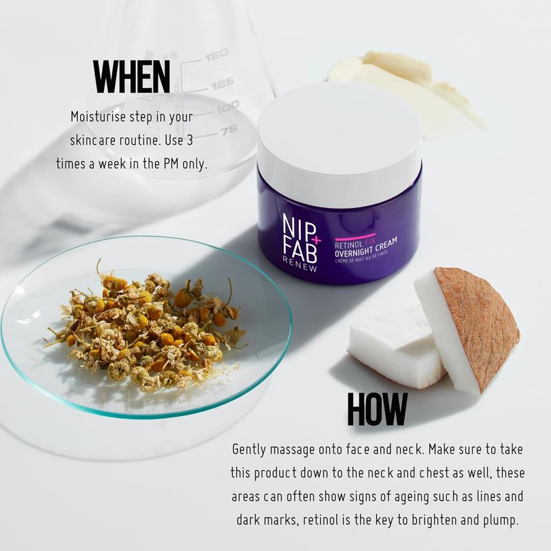 Nip+Fab Retinol Fix 3% Overnight Cream - Youth-Boosting Anti-Aging Formula for Fine Line Reduction | Encapsulated Pure Retinol