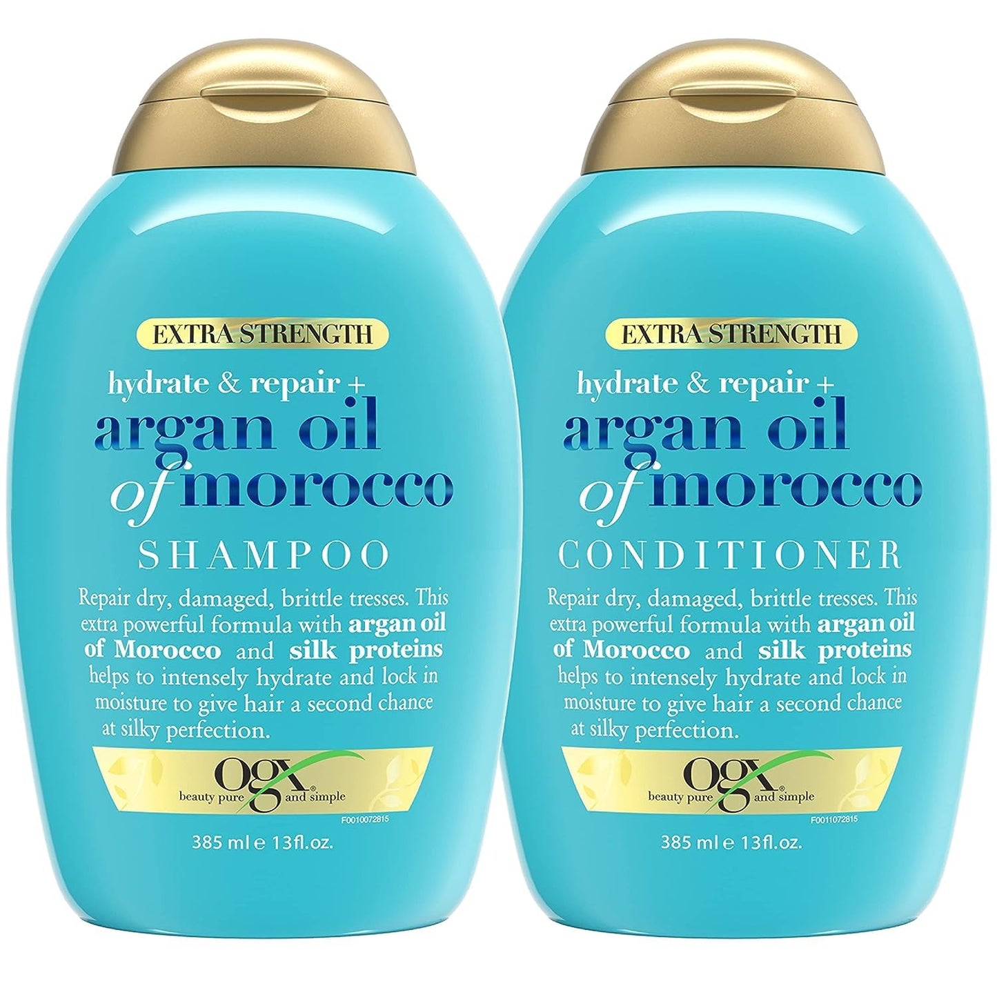 OGX Argan Oil Shampoo & Conditioner Set - Extra Strength Hydrate & Repair, 13 Fl Oz (2 Pack)