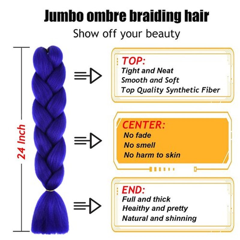 TENGSHUO FLY Royal Blue Braiding Hair 1 Packs Synthetic Braid Hair Extensions Ombre Braiding Hair 24" or Box Braids Twist Crochet Braids(24"1Pack,Royal Blue-A29)