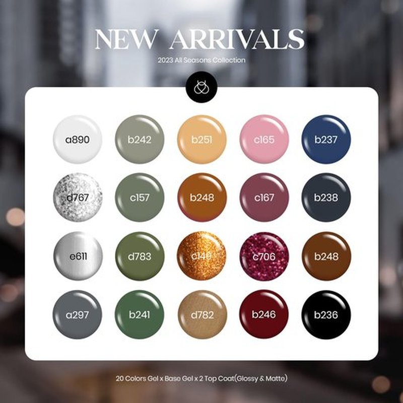 Beetles Winter Gel Nail Polish Set:23 Pcs Burgundy Brown Gold Nude Pink Black White Glitter Gel Polish Kit with Base Matte Glossy Top Coat Soak off UV Gel Nail Polish for Women