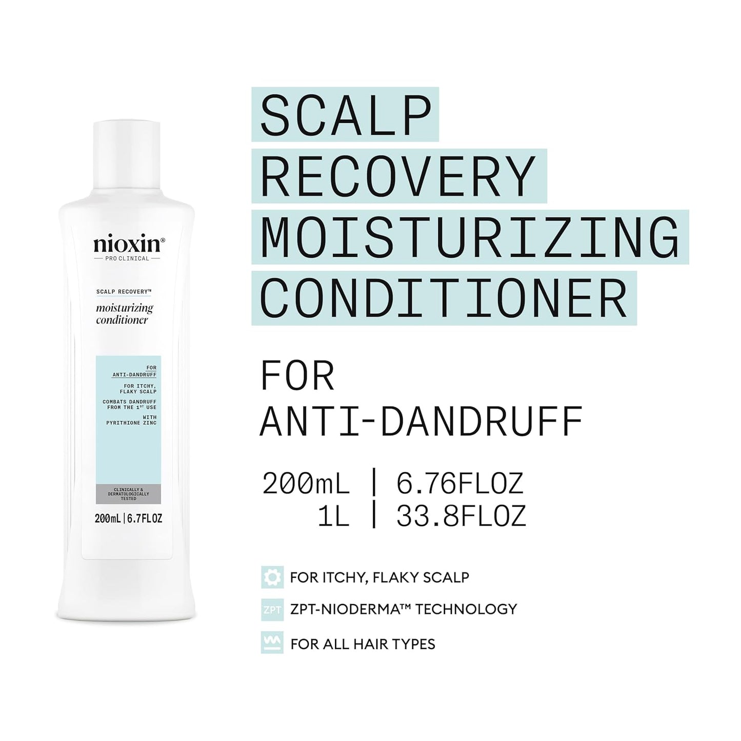 Nioxin Scalp Recovery Moisturizing Conditioner | For Itchy, Flaky Scalp | Anti-Dandruff | Formulated with Pyrithione Zinc & Strengthening Amino Acids