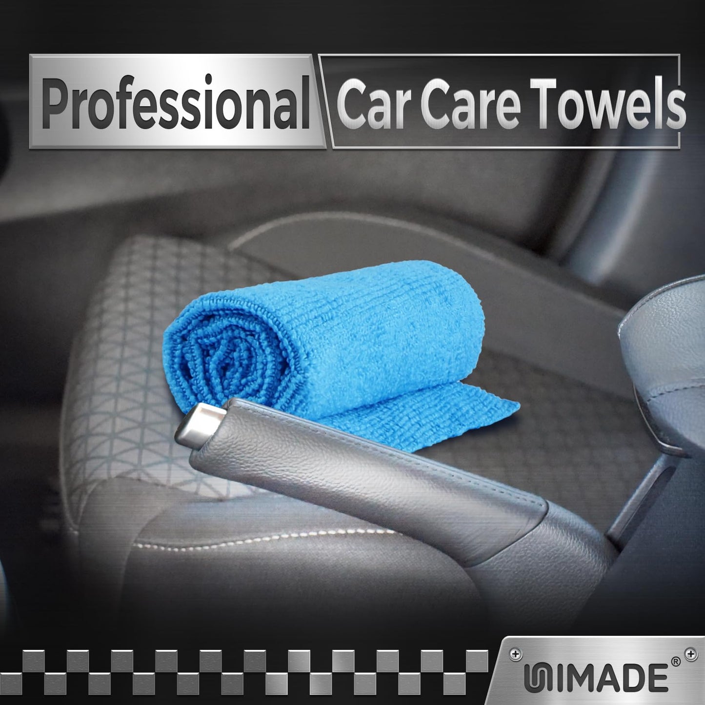 UNIMADE Shop Towels, 100 Pack Commercial Grade Work Rags Microfiber Towels for Cars Cleaning Rags Bulk Detailing Cloth for Automotive Bar Mechanic Restaurant Garage Housekeeping, 11.5"x 11.5", Blue