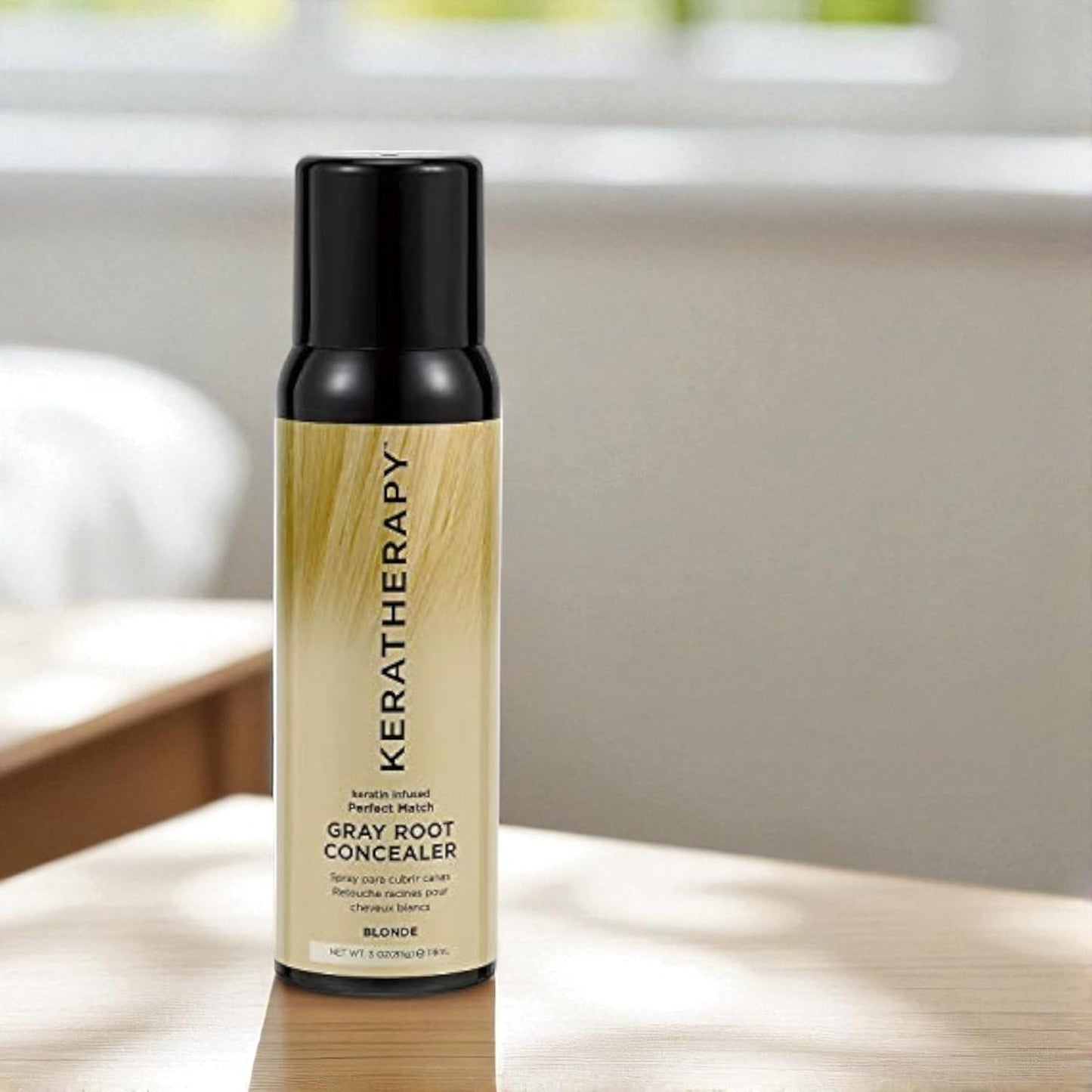 Keratherapy Keratin Infused Perfect Match Gray Root Concealer Spray, Light Brown, 3 oz, 118ml - Root Cover Up Spray to Hide Gray Roots - Keratin Therapy Hair Darkening & Temporary Scalp Concealer