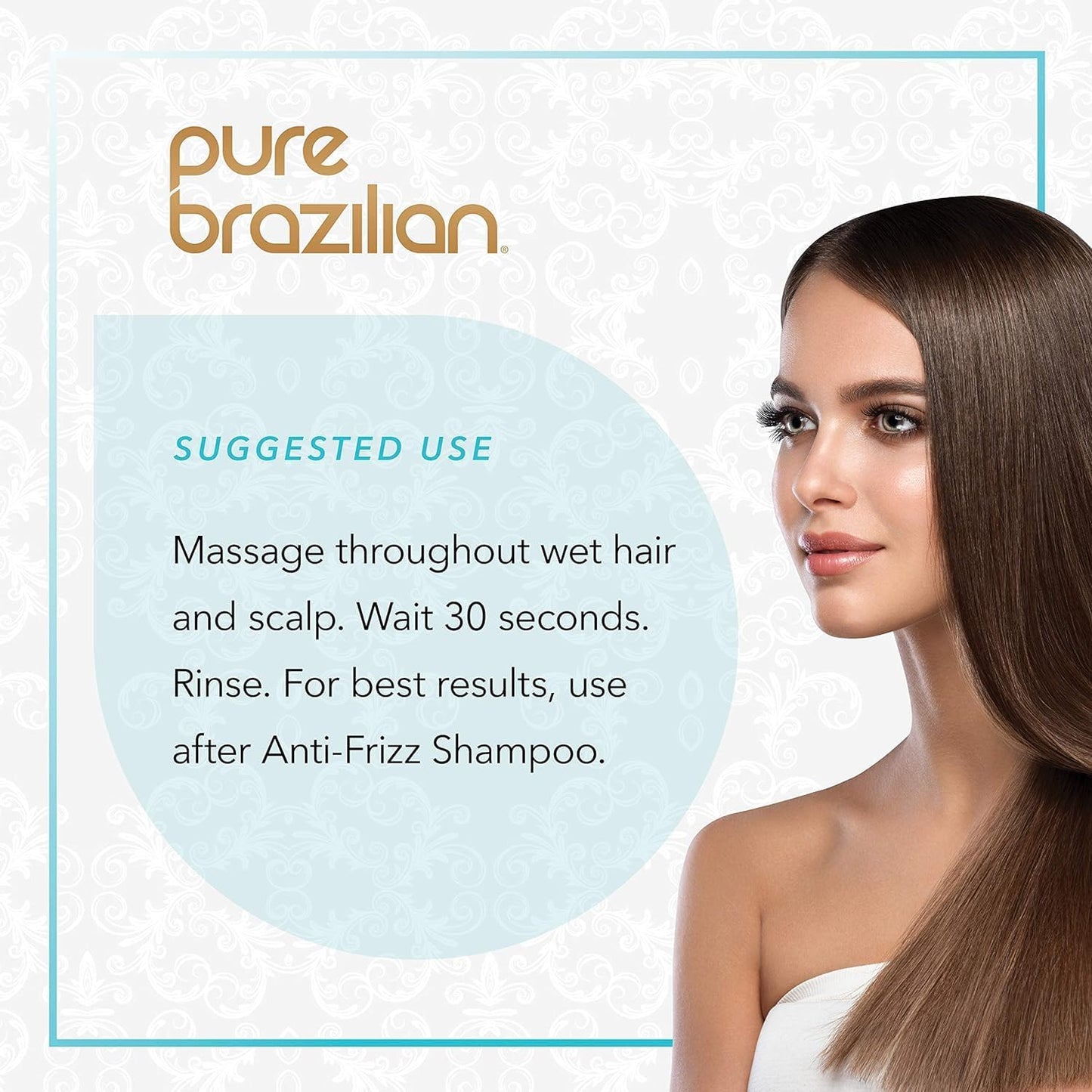 Pure Brazilian Anti-Frizz Daily Conditioner with Keratin & Acai, Smoothing & Strengthening for Shinier, Frizz-Free Hair, 13.5 Oz