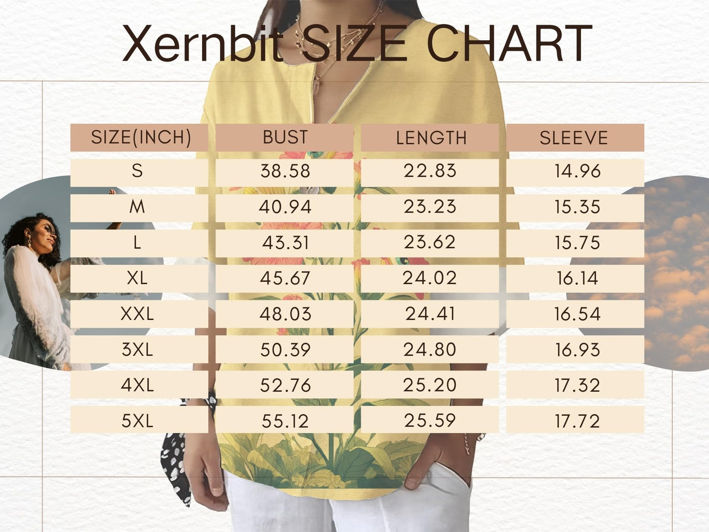 Xernbit Floral Bird Graphic Shirt Womens Casual Blouse Summer Fashion 3/4 Sleeve V Neck Tops Comfy Loose Lightweight Pullover Daily Clothing with Button Yellow Floret Blue S