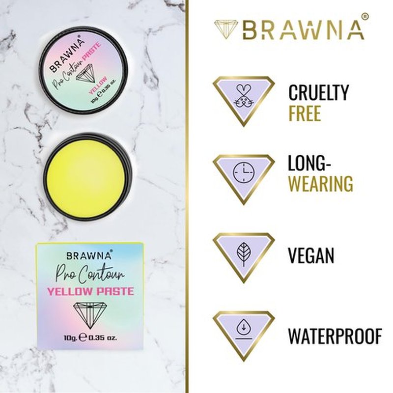Brawna Pro Contour Yellow Mapping Paste for Brow and Lip Measuring - Yellow Concealer for PMU, Eyebrow Henna, Lamination, Tint