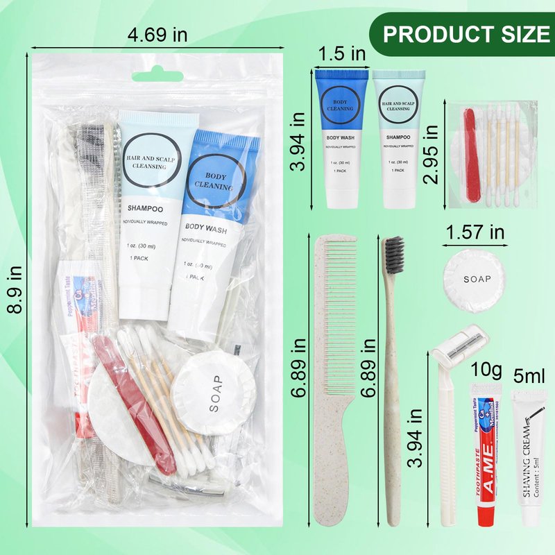 Toiletry Kits Homeless Personal Hygiene Care Package Kits Supplies In Bulk, Disposable Travel Size Essential Women Men Toiletries Set for Hotel, Charity, Camping, Travel (5 Pack)