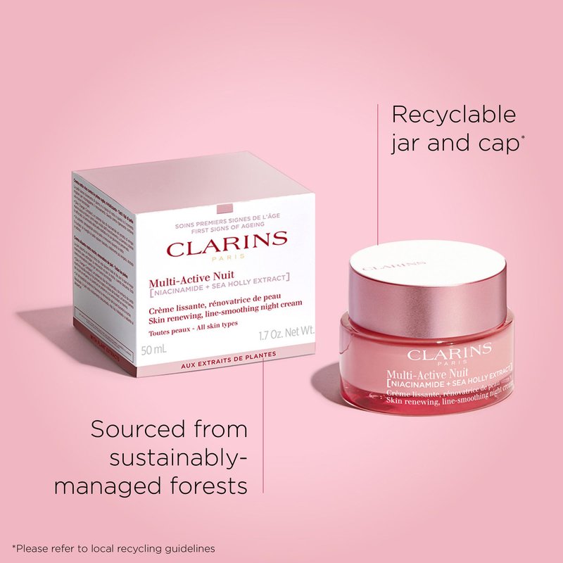 Clarins Multi-Active Renewing Night Moisturizer with Niacinamide | Smooth Fine Lines Visibly Tighten Pores Even Tone and Texture Boost Glow Strengthen Moisture Barrier Skin