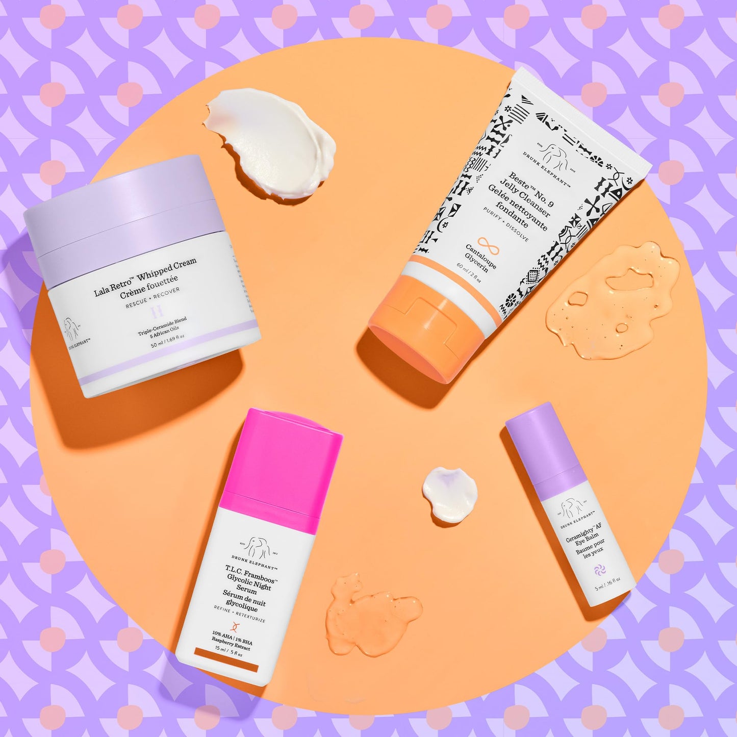 Drunk Elephant The Coast Is Clear Night Kit - Includes Lala Retro (50 ml/1.69 fl oz), T.L.C. Framboos (15 ml/.5 fl oz), Ceramighty (5 ml/.16 fl oz), and Beste No. 9 60 ml/2 fl oz)