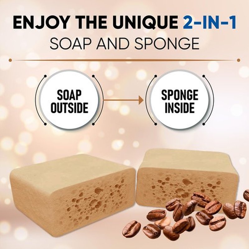 T.Taio Coffee Esponjabon Soap Sponge - Gentle Shower Scrubber - Cleaning Bath Wash Scrub - Dirt & Oil Removal - Massage & Lather Foot, Elbow, & Face Bathroom Accessories Fresh Nacre Scent