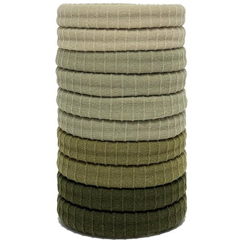 Jseng 10Packs Seamless Hair Ties for Women - No Damage Elastic Ponytail Holders Hair Accessories for Thick Curly Hair - Forest Green