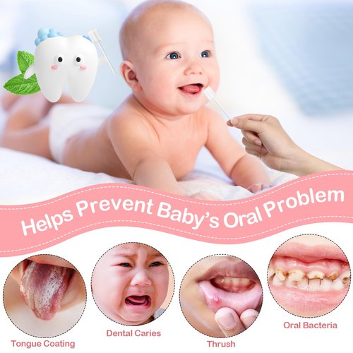 Singhoow 200 Pieces Baby Tongue Cleaner Disposable Infant Oral Cleaner with 4 Pieces Finger Toothbrush Soft Gauze Baby Mouth Cleaner Newborn for Tooth Mouth Gum Dental Care (Pink)