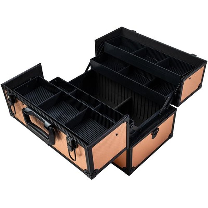 SHANY Essential Pro Makeup Train Case Cosmetic Box Portable Makeup Case Cosmetics Beauty Organizer Jewelry storage with Locks, Multi Compartments Makeup Box and Shoulder Strap - Black Rose