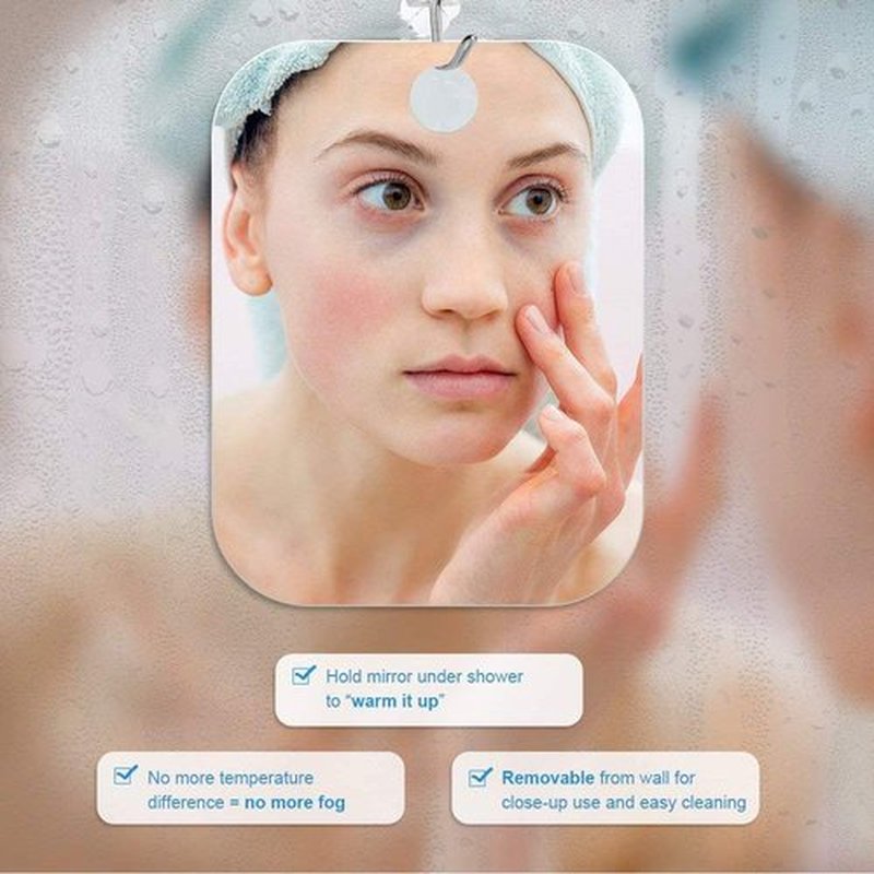 DFLLLO Large Fogless Shower Mirror, Anti-Fog Shower Mirror (11”X7.8 ”), Fog-Free Travel Shave Mirror, Shatterproof Shaving Mirror, Wall Hanging Mirror, Portable Makeup Mirror