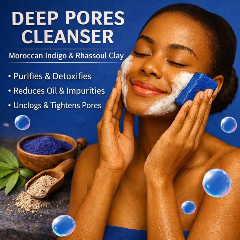 FERIHA Moroccan Indigo Nila Facial Soap - Handmade with Argan Oil & Shea Butter