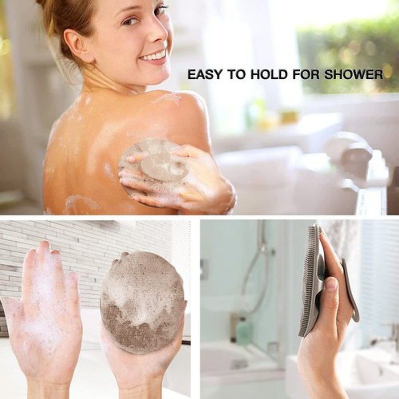INNERNEED Soft Silicone Body Cleansing Brush Shower Scrubber, Gentle Exfoliating and Massage for All Kinds of Skin (Gray)