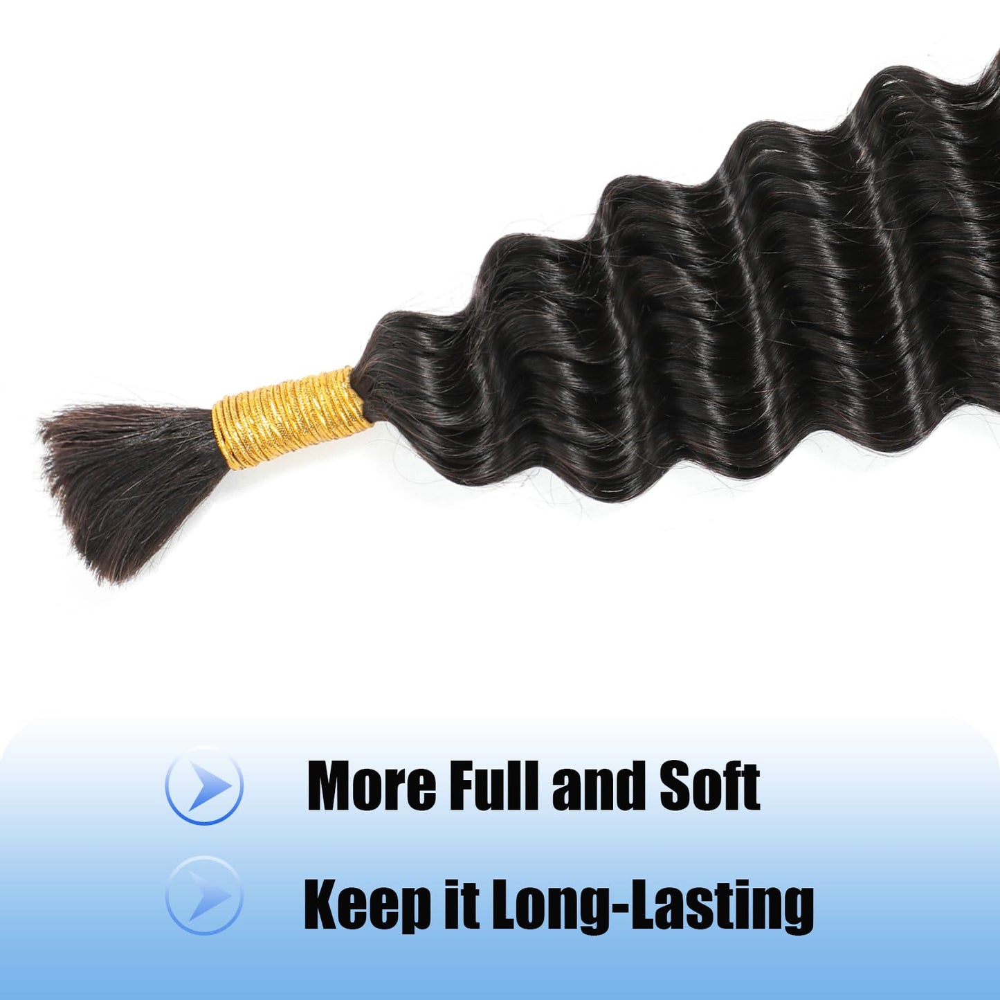 Human Braiding Hair 1 Bundle 18 Inch Deep Wave Bulk Human Hair Natural Black Wet and Wavy Human Hair Bundles for Braiding No Weft 12A Brazilian Virgin Human Hair