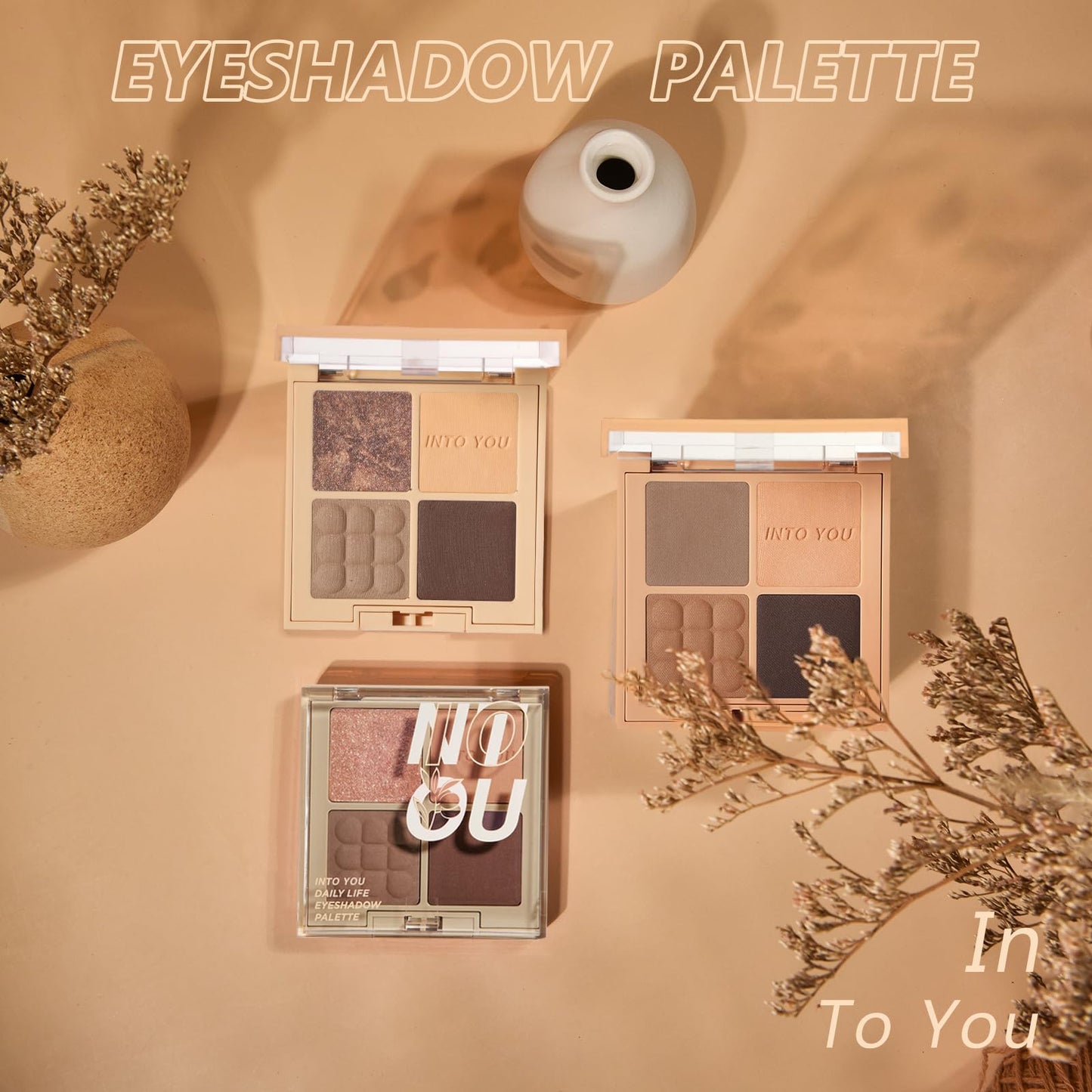 INTO YOU Nude Eyeshadow Palette, 4 Colors Matte, Shimmer and Glitter Eye Shadow Palletes, Warm Neutral Naked Pigments, Long Lasting Professional Beauty Makeup Eyeshadow
