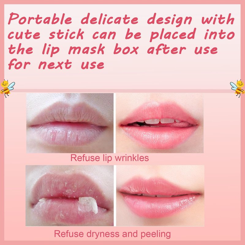 TIRDET 1 PCS Bee Lip Balm Honey Pot, Exfoliating Coconut Sleeping Lip Mask Overnight with Sticks, Prevention Dry Hydrating and Crack Scrubs