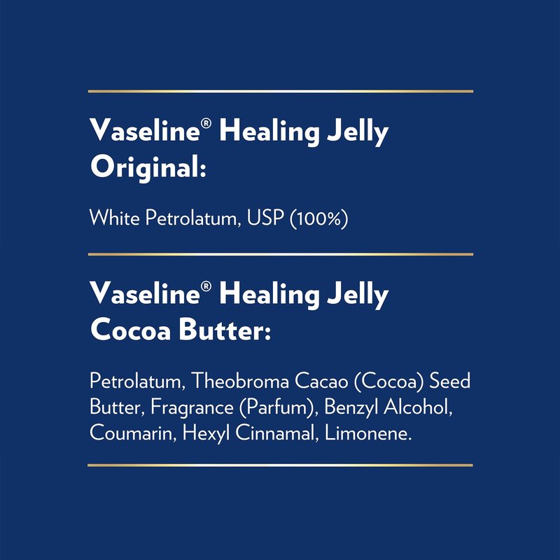 Vaseline Original & Cocoa Butter Healing Jelly Travel-Size Variety 2-Pack – Rich Moisturizing Ointment, Skin Protectant for Soothing Cracked, Dry Skin, 1.75 Oz Ea