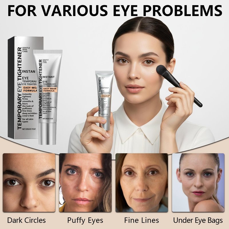 2 PCS Perfection Eye Tightener with 2 Brushes, Gentle Perfection Eye Cream for Eyes Area Instant Moisturizing, Lifting Primer with Easy-Wear Formula for Fine Lines & Wrinkles